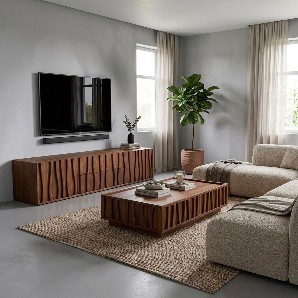 River Island — TV units — Material: Massive Beech wood +Natural Blockboard — Veneer: Natural Beech — 2