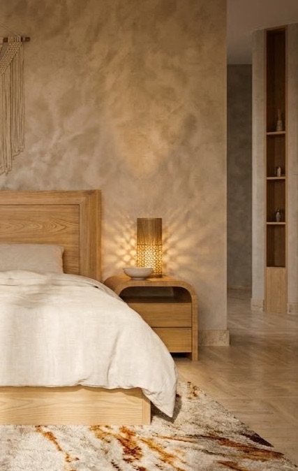 Leila bedside table — Material: Natural Blockboard + Compressed pine wood — Veneer: Natural Oak — 1