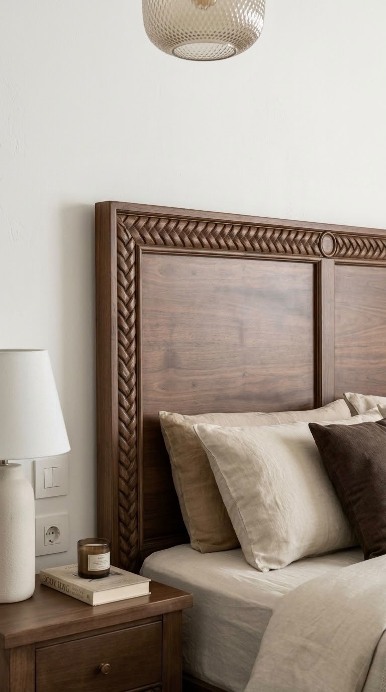 The Devonshire "Original" — Beds — Bed platform: Massive Beech wood - Hand Carved Oyma — Headboard: Natural blockboard + Massive Beech — 2