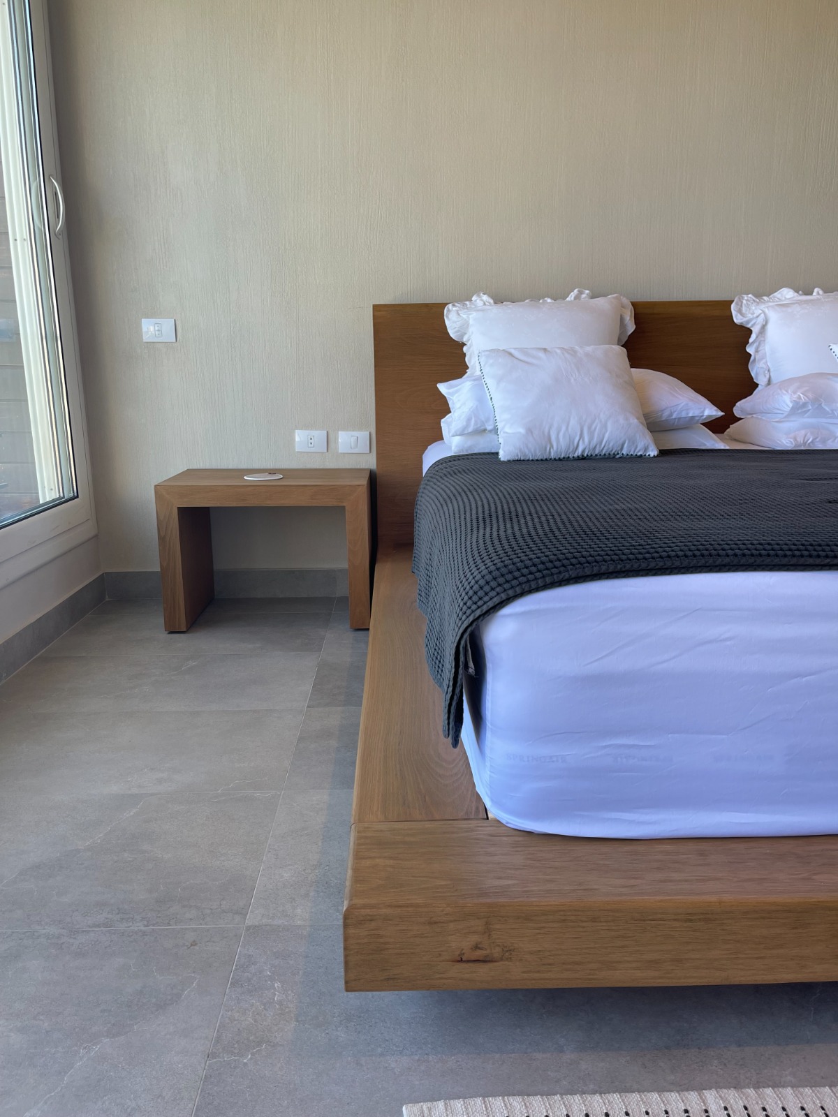 Japandi Bedside table — Material: Natural Blockboard + Massive Beech wood — Veneer: Natural Beech — 4
