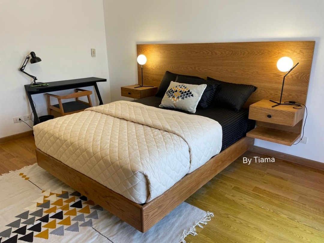 Minimalist Bed — Bed platform: Massive Beech wood — Headboard: Natural blockboard Beech veneer — 1