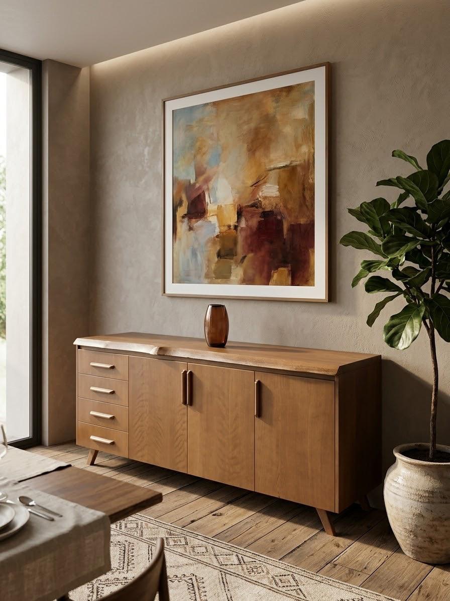 Riverwood 2 — Dining sideboards — Material: Massive Beech wood Liveedge +Natural Blockboard — Veneer: Natural Beech — 1