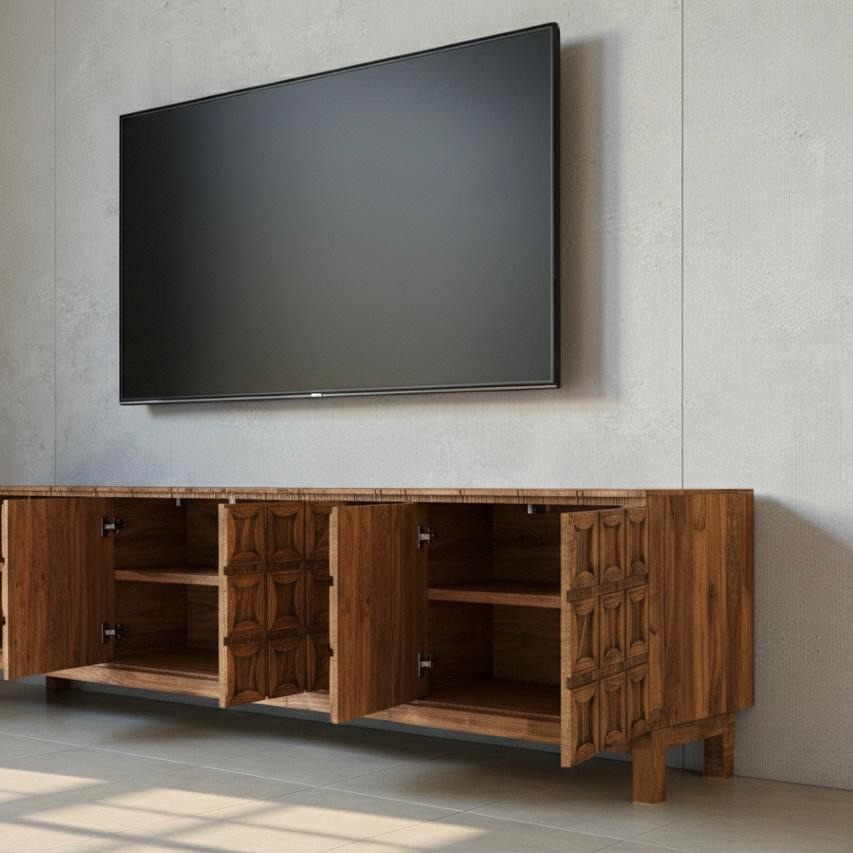 Credenza TV unit — Material: Massive Beech wood +Natural Blockboard — Veneer: Natural Beech — 4