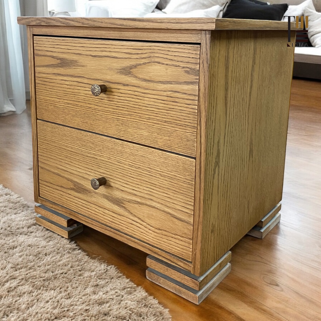 Nordic 02 — Bedside tables — Material: Natural Blockboard + Massive Beech wood — Veneer: Natural Oak — 1