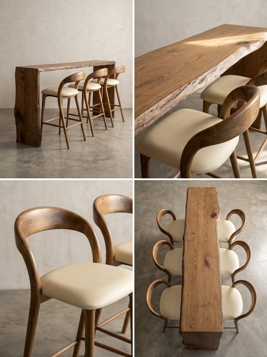 Pebble bar stool — Bar chairs — Material: Massive Beech timber AB grade — 2