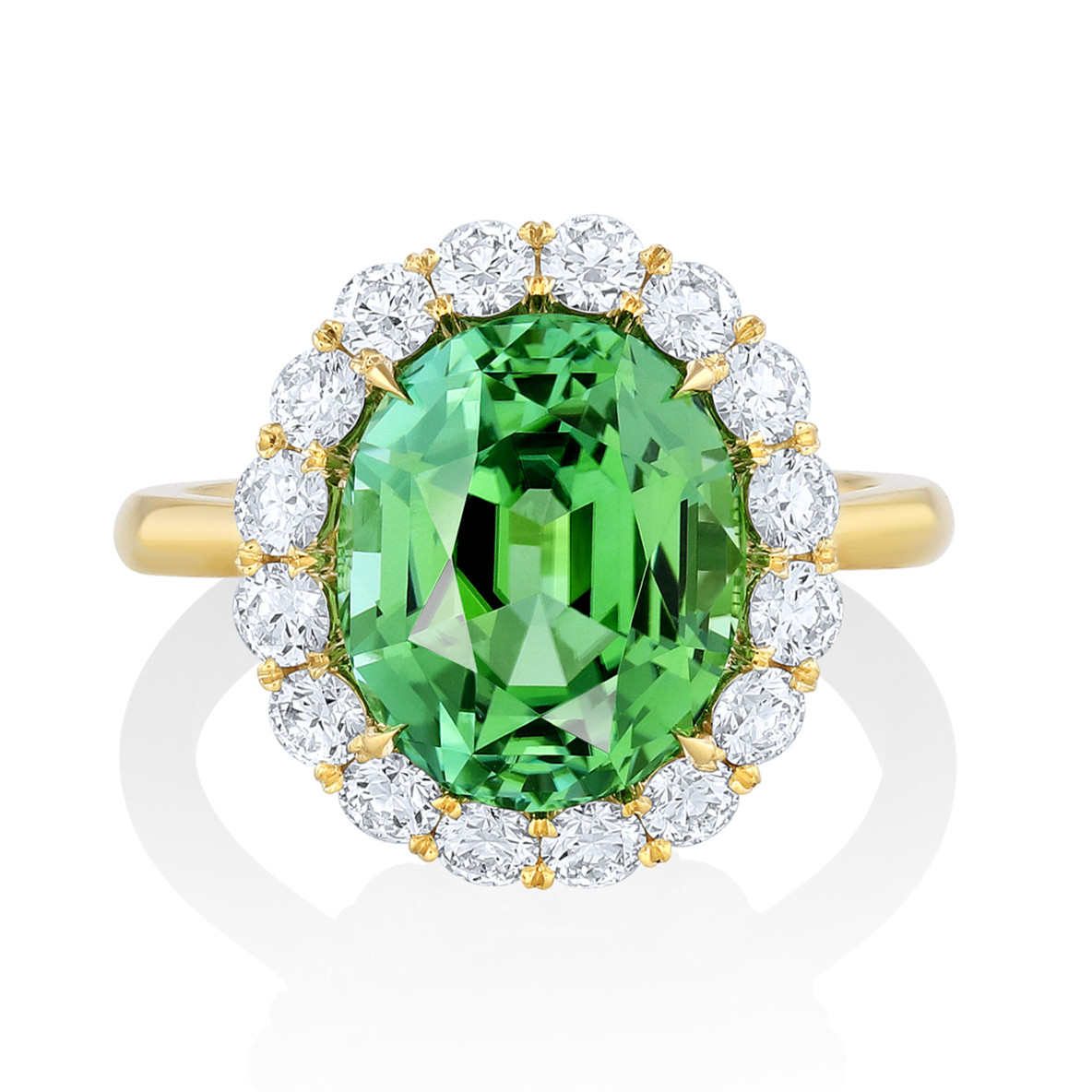 Green Tourmaline Halo Ring