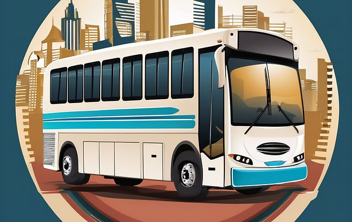 book now bus transportation and the background is circle vector art.jpg