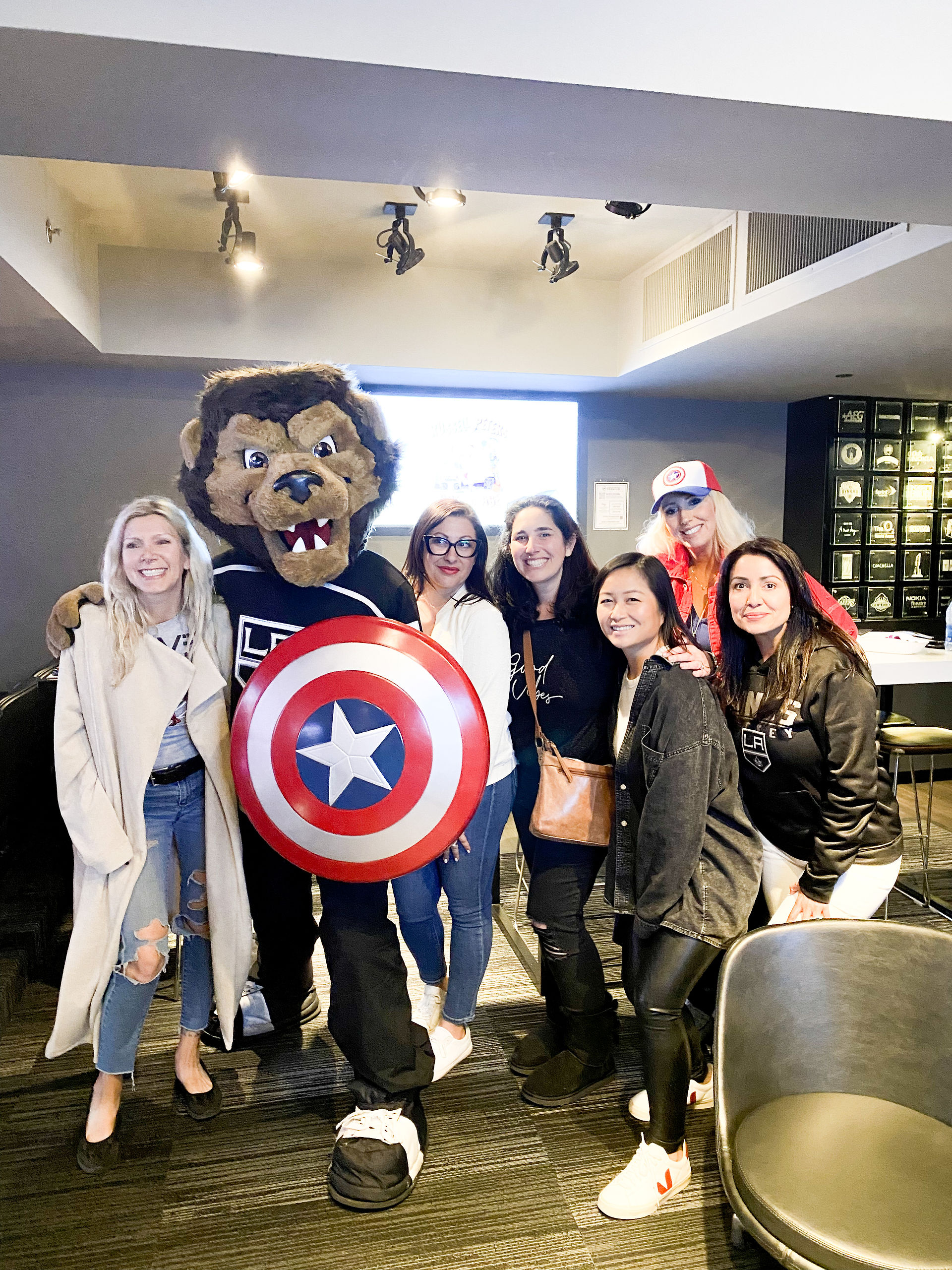 Bailey the Lion at the Presidential Suite at Crypto.com Arena