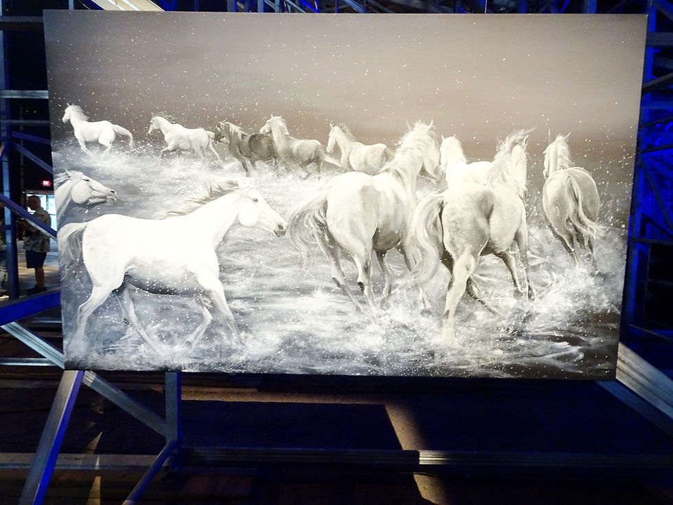 Paintings that adorn the walls inside the big white tent at Cavallia Odysseo in Camarillo, CA