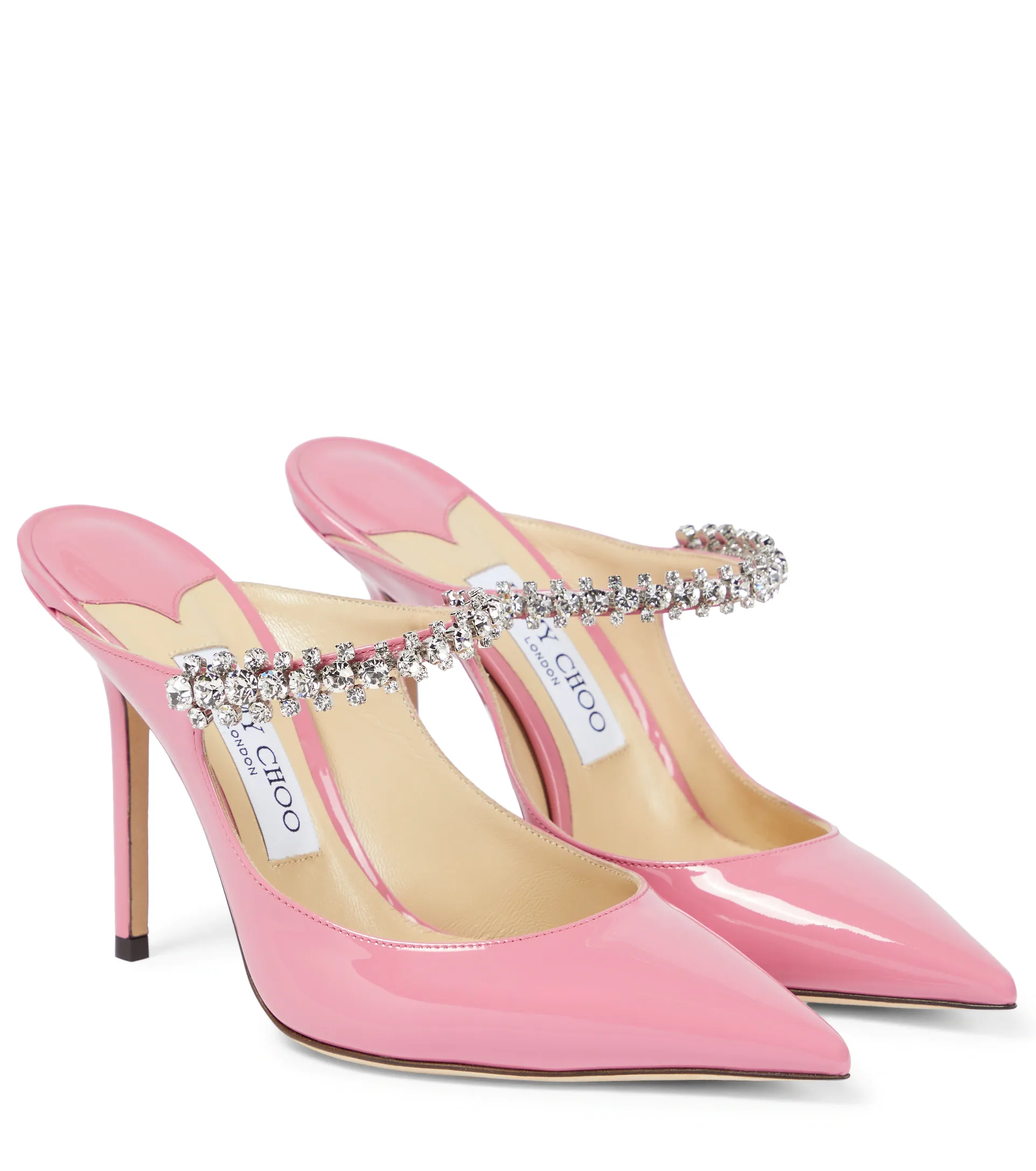 Мюли Jimmy Choo Bing 100 Candy Pink из лакированной кожи