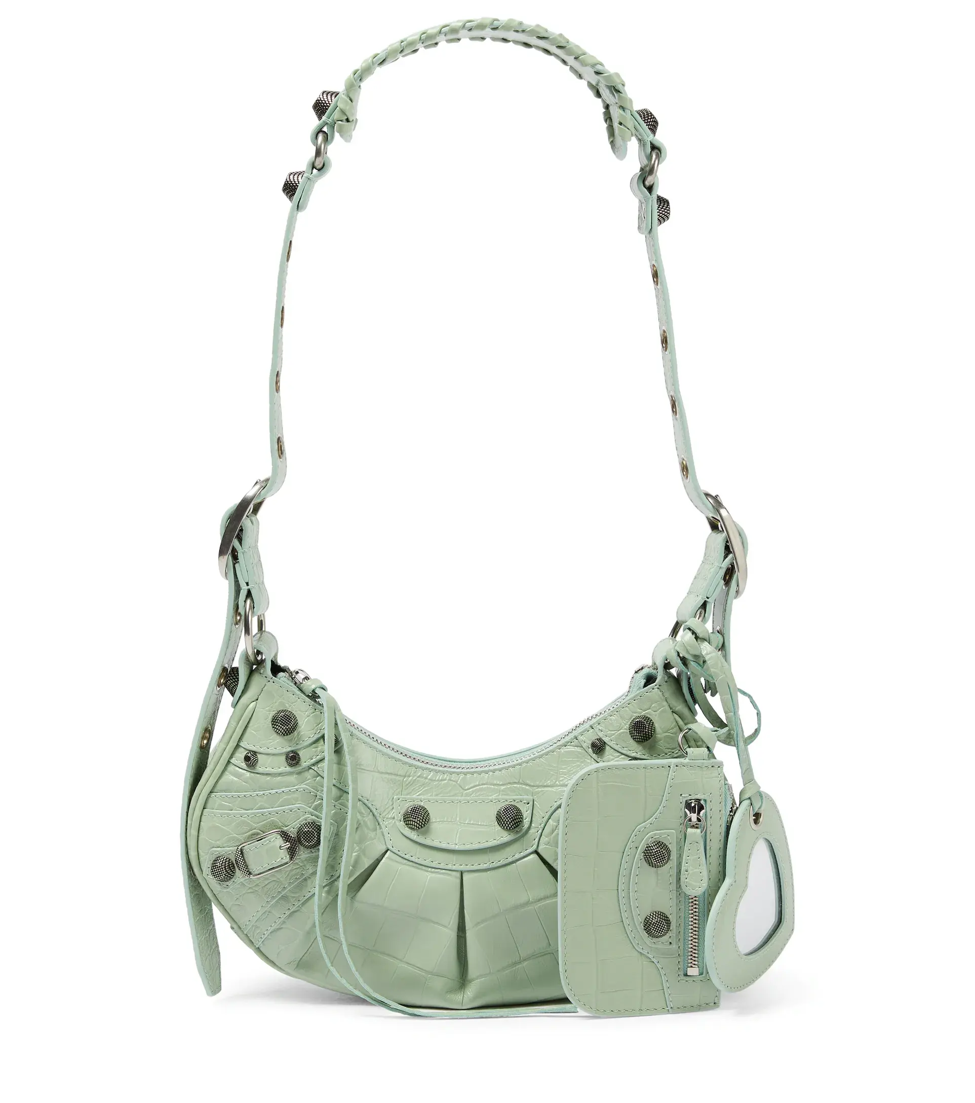 Кожаная сумка Balenciaga Le Cagole XS светло-зелёная