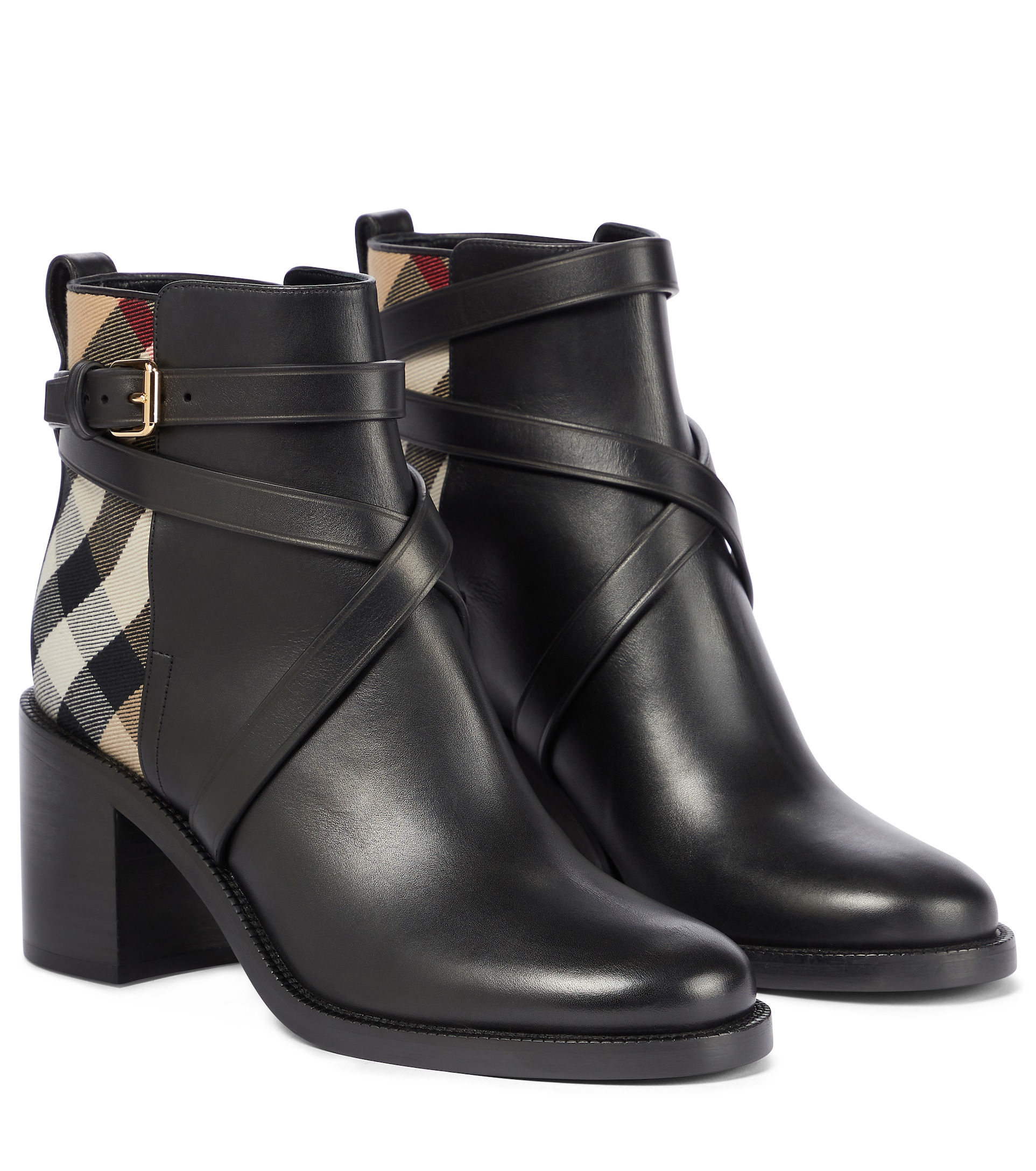 Кожаные ботильоны Burberry Archive Check черные