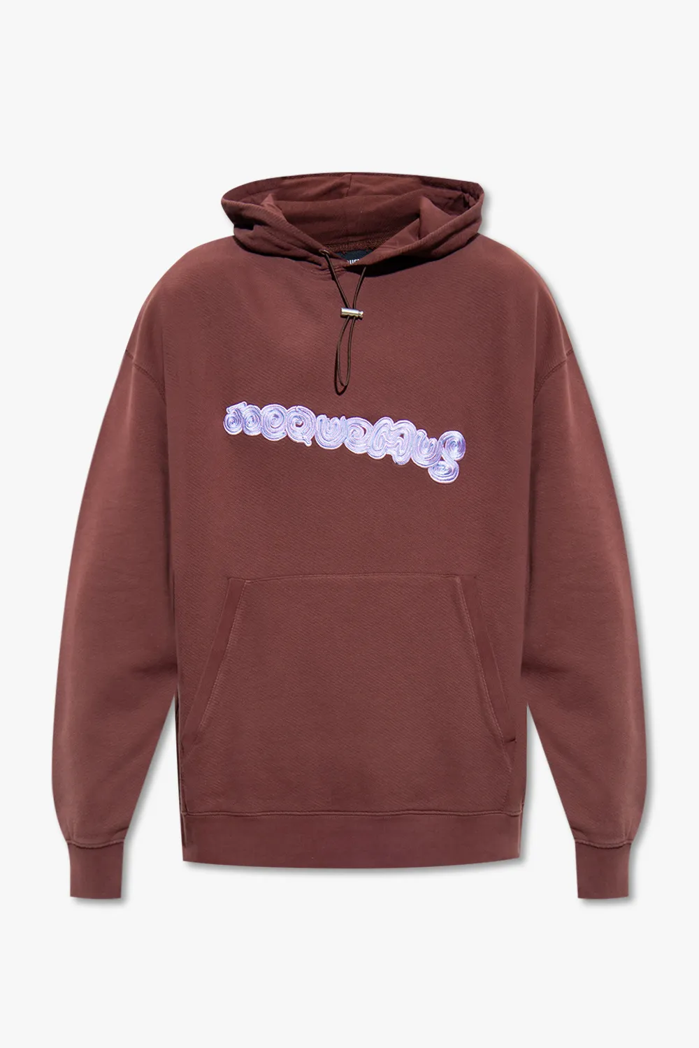 Толстовка худи Jacquemus Spirale коричневого цвета с вышитым