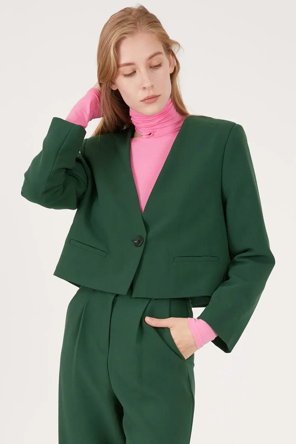 Укороченный пиджак simple apparel Garden Green