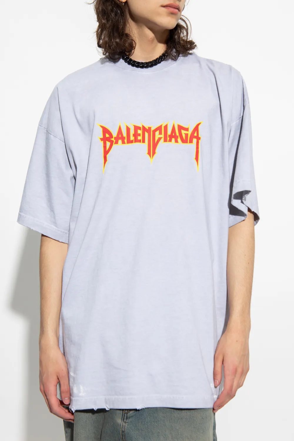 Футболка Balenciaga Metallica Logo Dust White