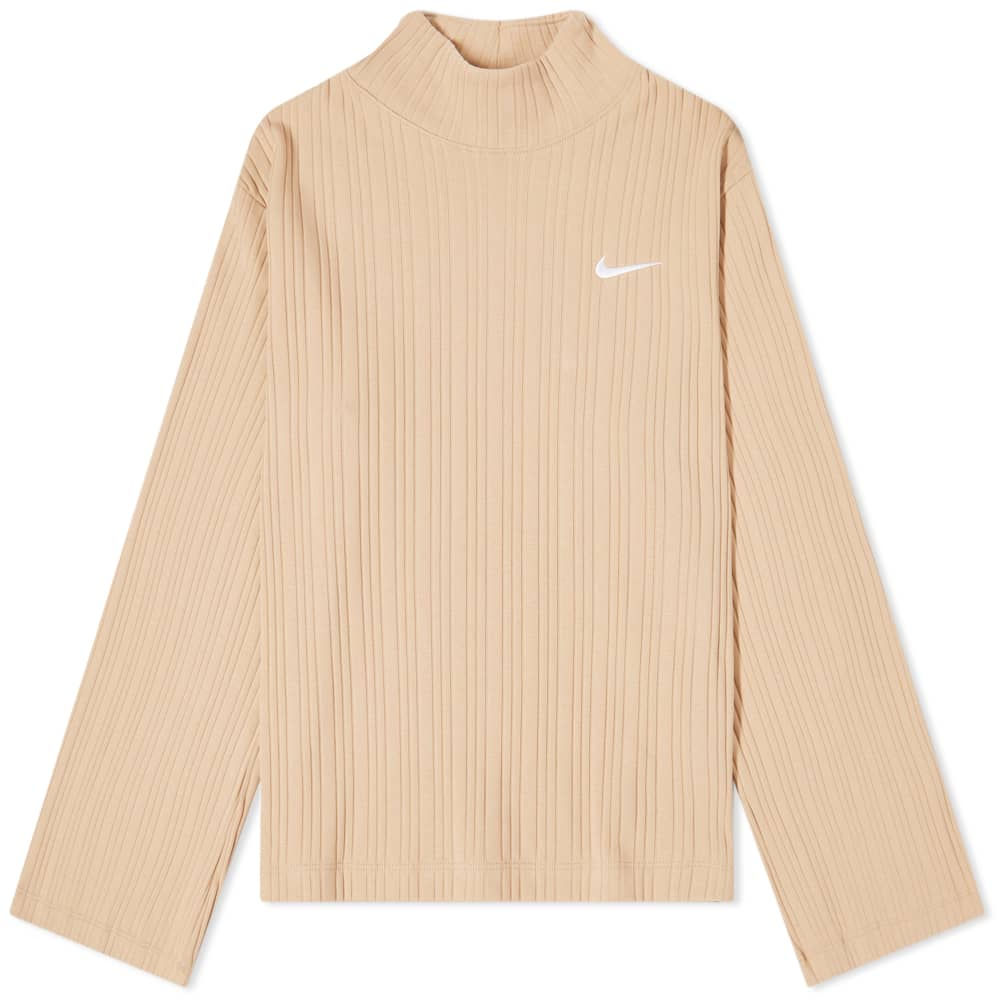 Топ с длинным рукавом Nike в рубчик бежевого цвета