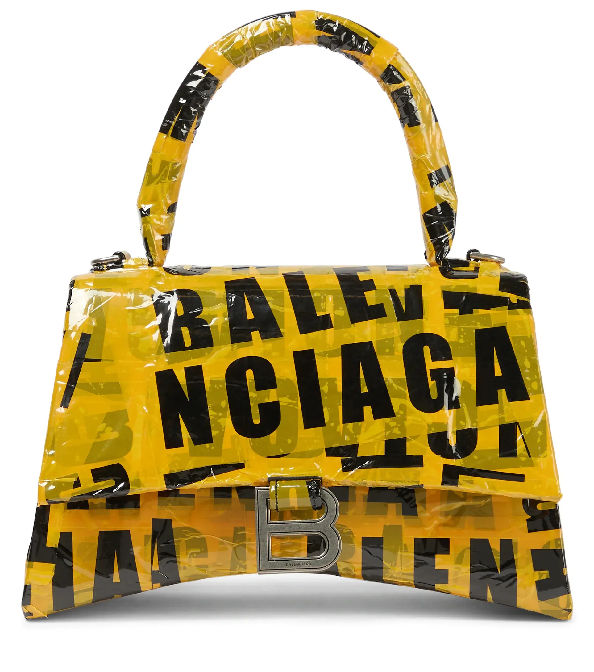 Кожаная сумка Balenciaga Hourglass с отделкой клейкой лентой