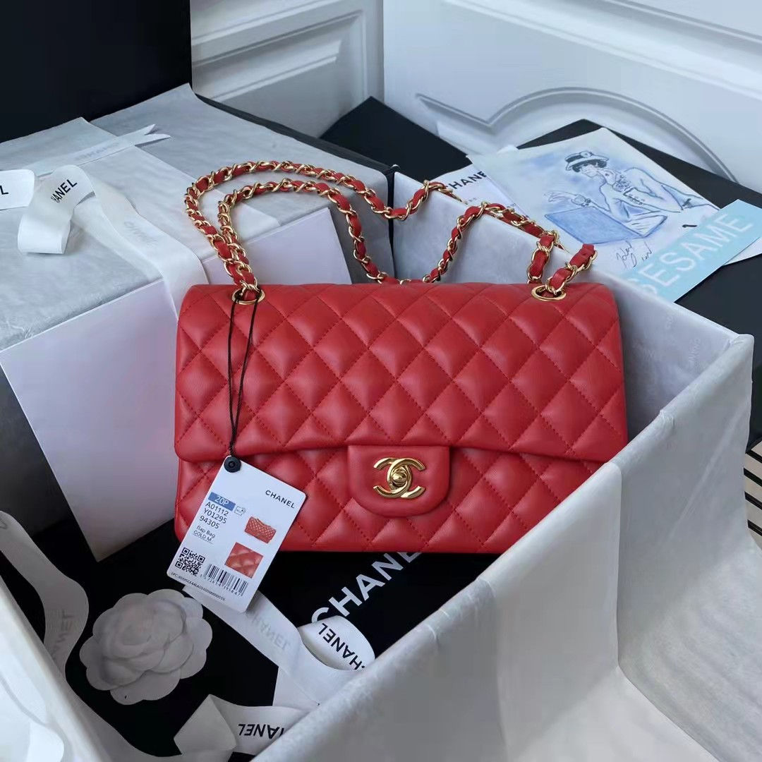 Кожаная сумка Chanel Chevron Red