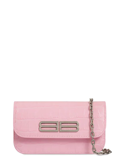 Розовая сумка Balenciaga Gossip Xs Chain из телячьей кожи