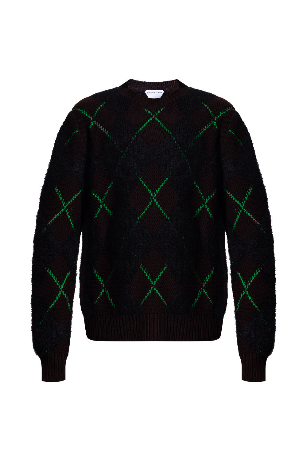 Шерстяной джемпер Bottega Veneta с отстрочкой зеленого цвета