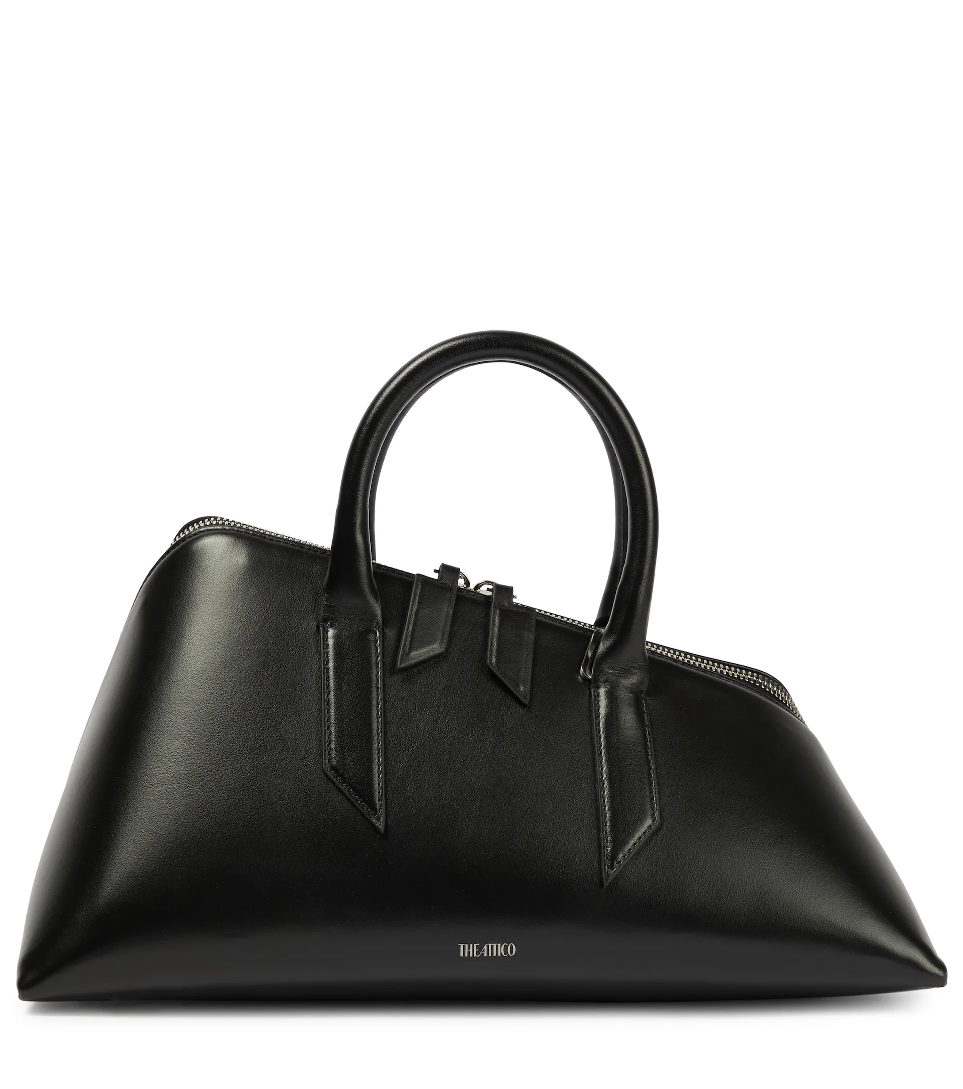 Кожаная сумка-тоут The Attico 24H Black среднего размера