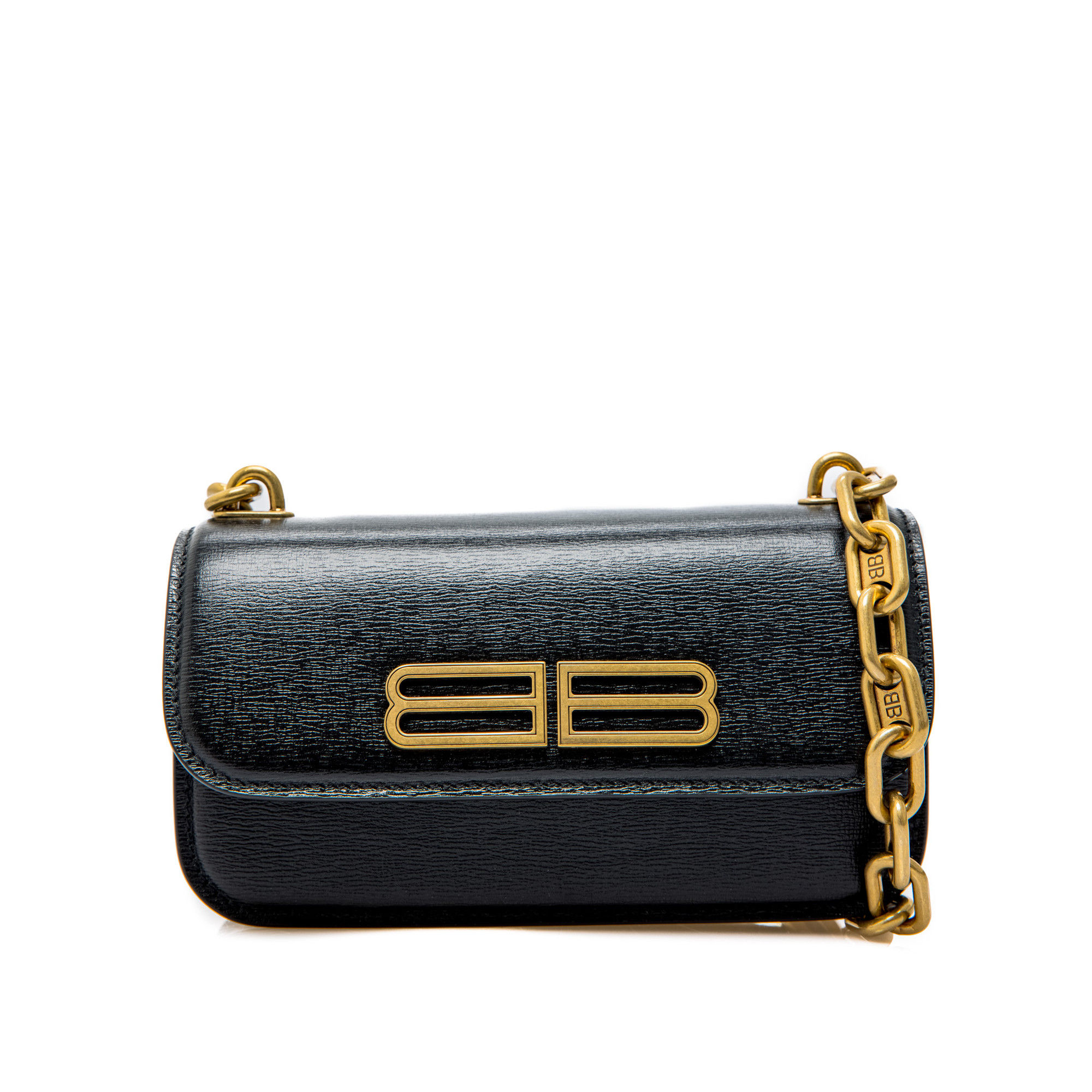 Черная сумка Balenciaga Gossip Xs Chain из телячьей кожи