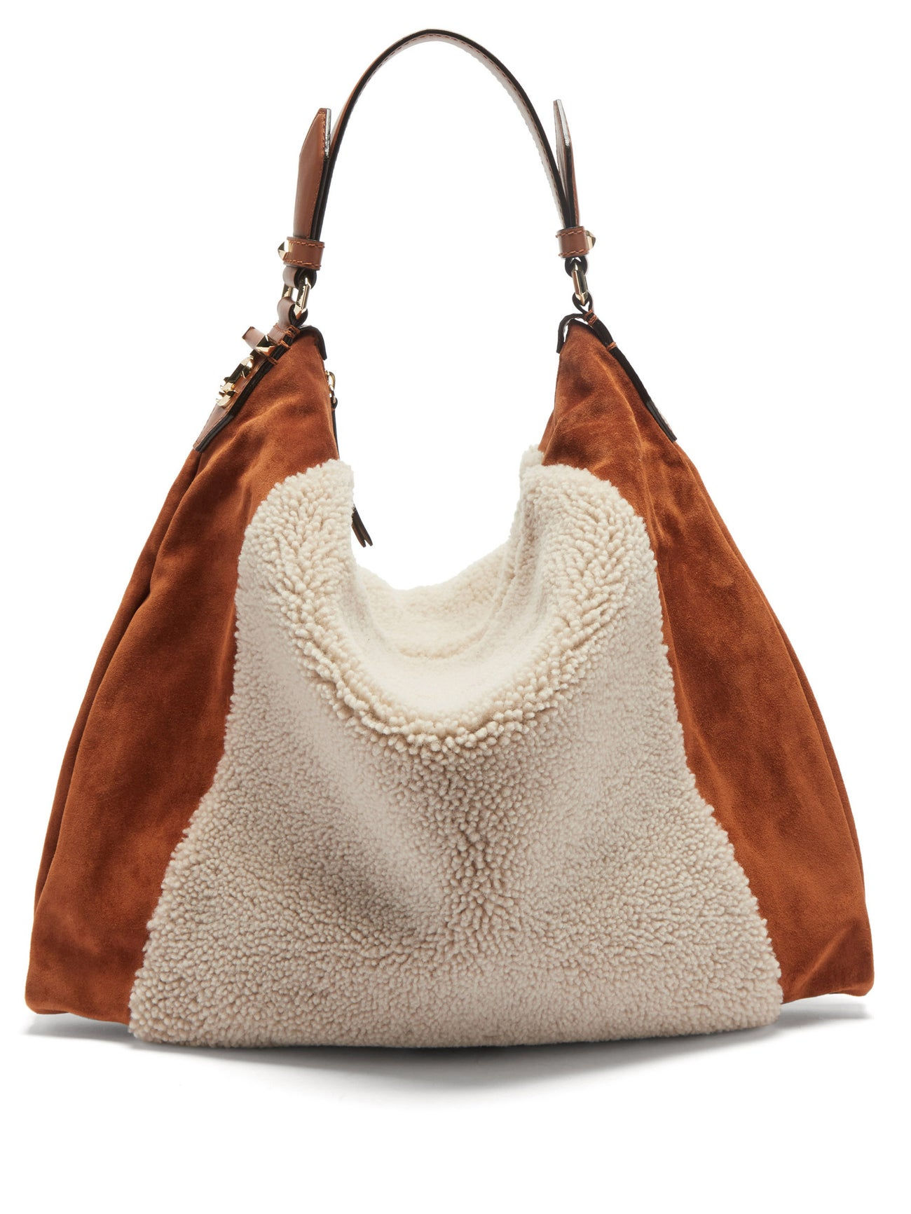 Сумка на плечо Jimmy Choo Ana с кожаной отделкой из овчины White Brown