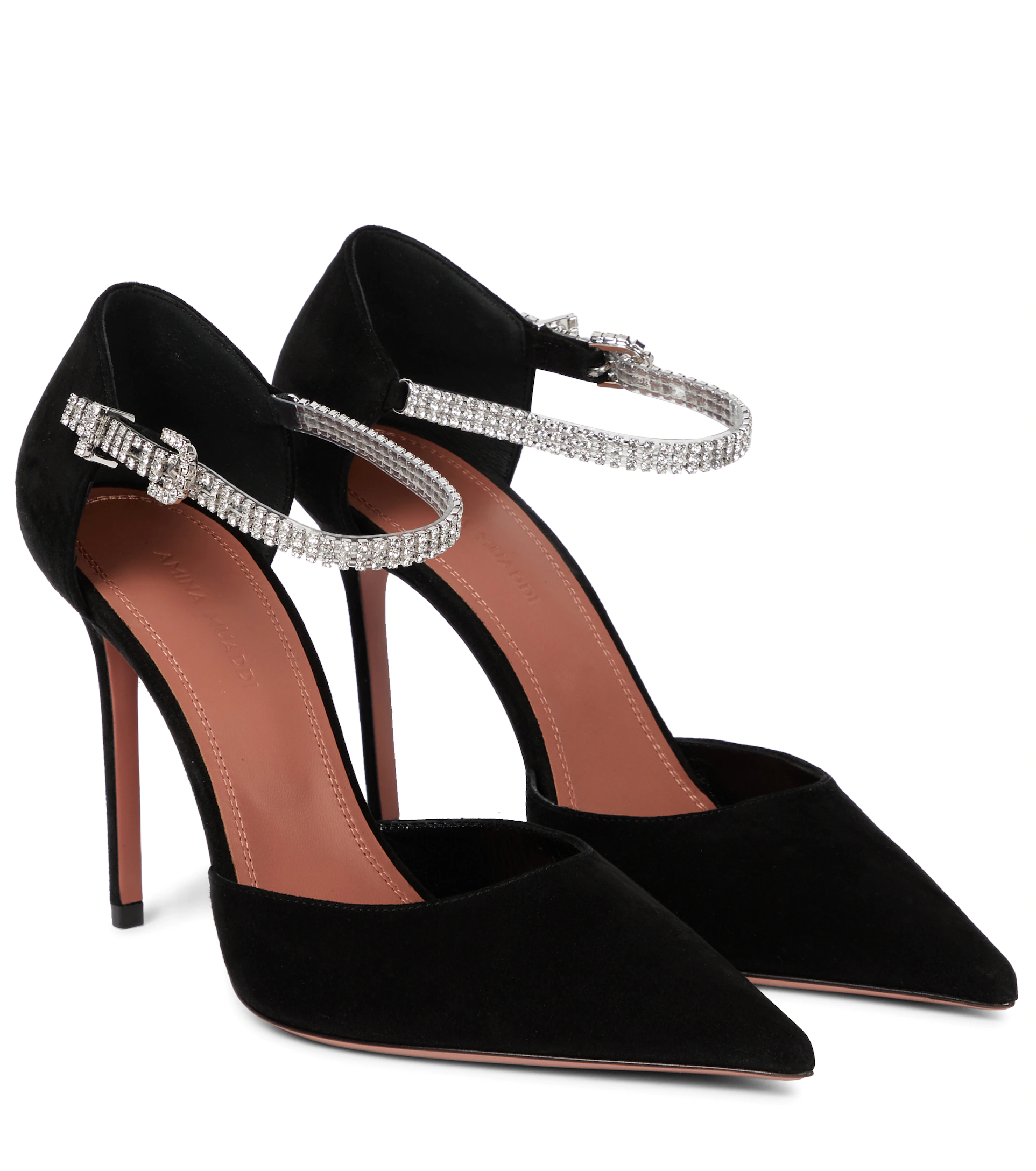 Замшевые туфли Amina Muaddi Ursina с декором