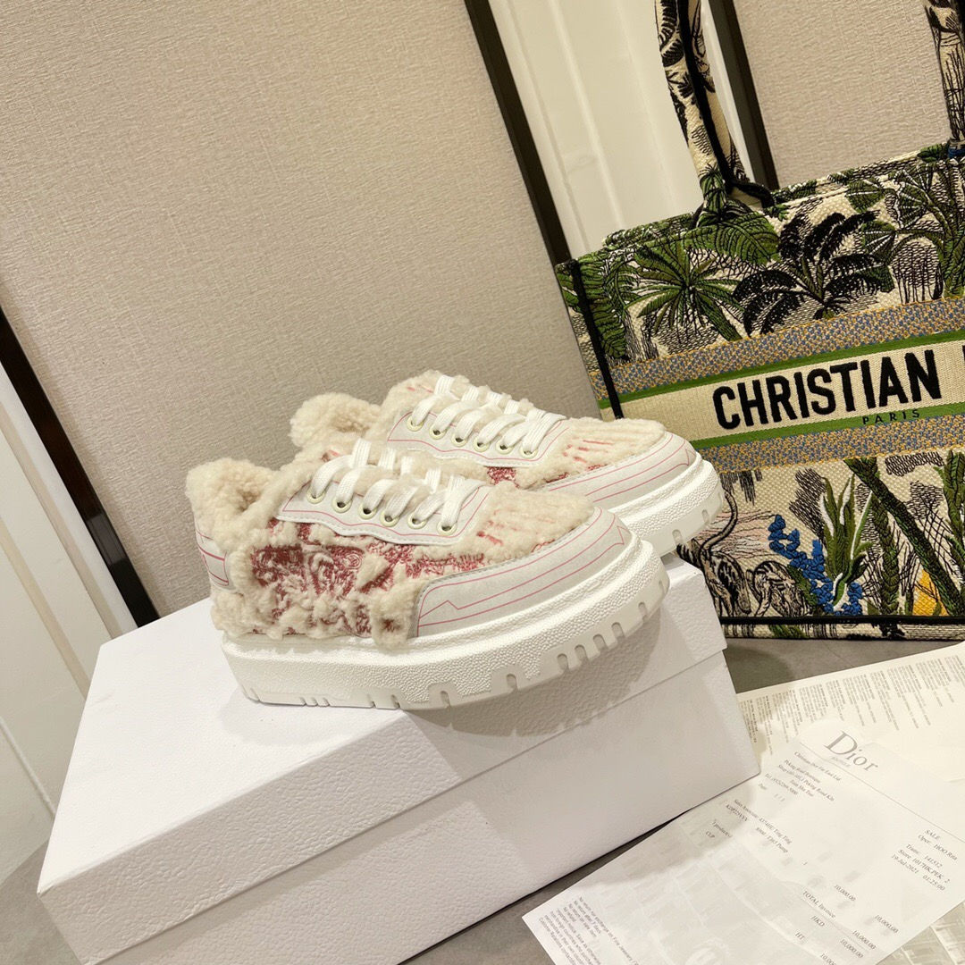 Кроссовки Dior-ID Addict Toile de Jouy Red