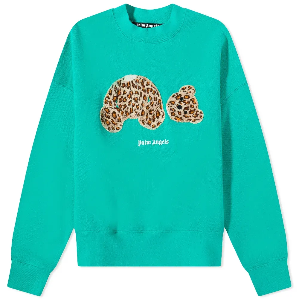 Свитшот Palm Angels с леопардовым принтом The Bear Kill Green-Mint
