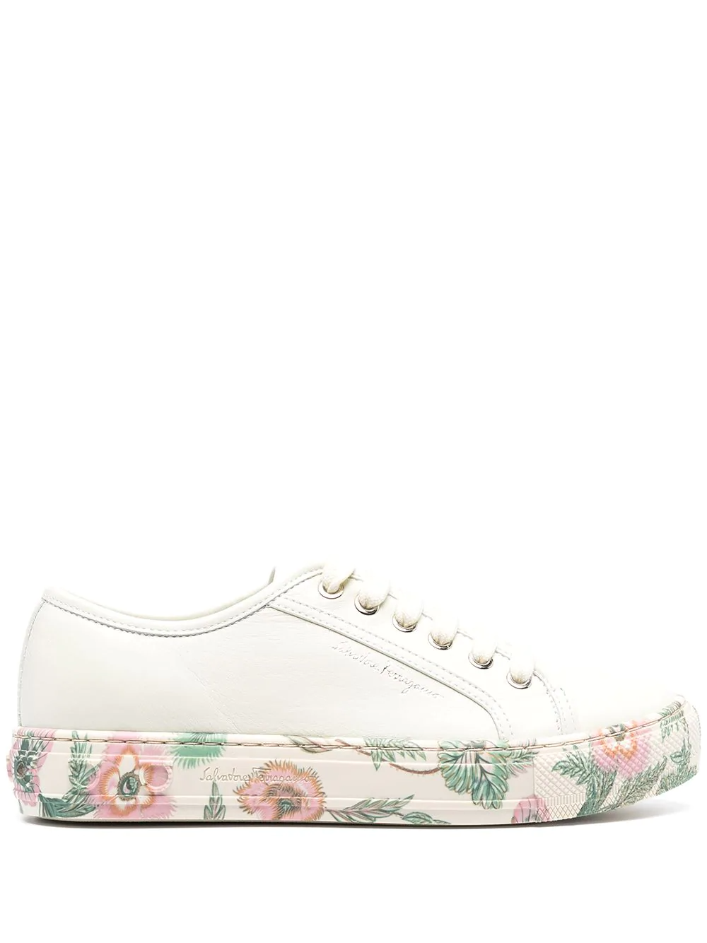 Кеды Salvatore Ferragamo с цветочным принтом белые