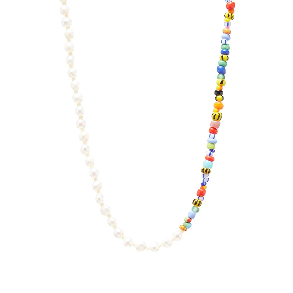 Колье ожерелье из бисера с жемчугом Rainbow bee