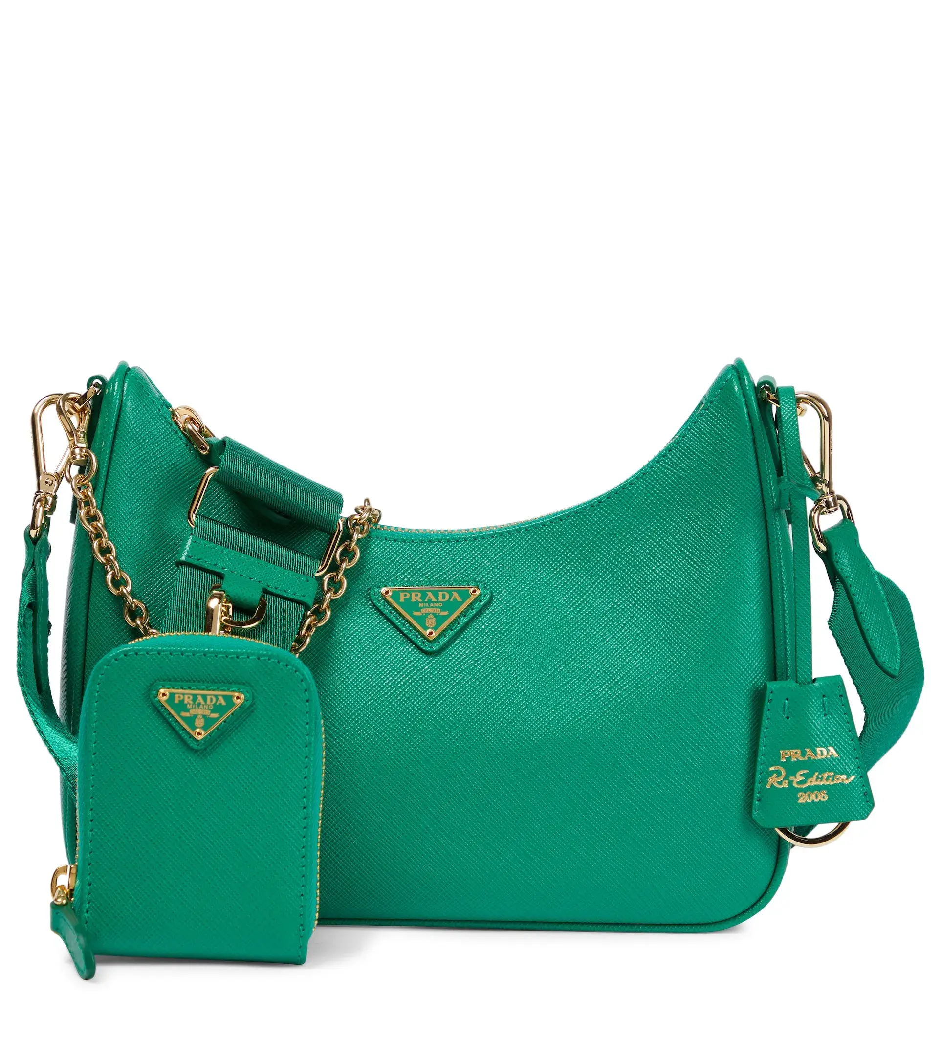 Небольшая кожаная сумка Prada Re-Edition 2005 Green