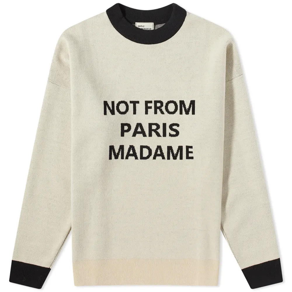 Свитер Drôle de Monsieur Not From Paris Madame с черными манжетами