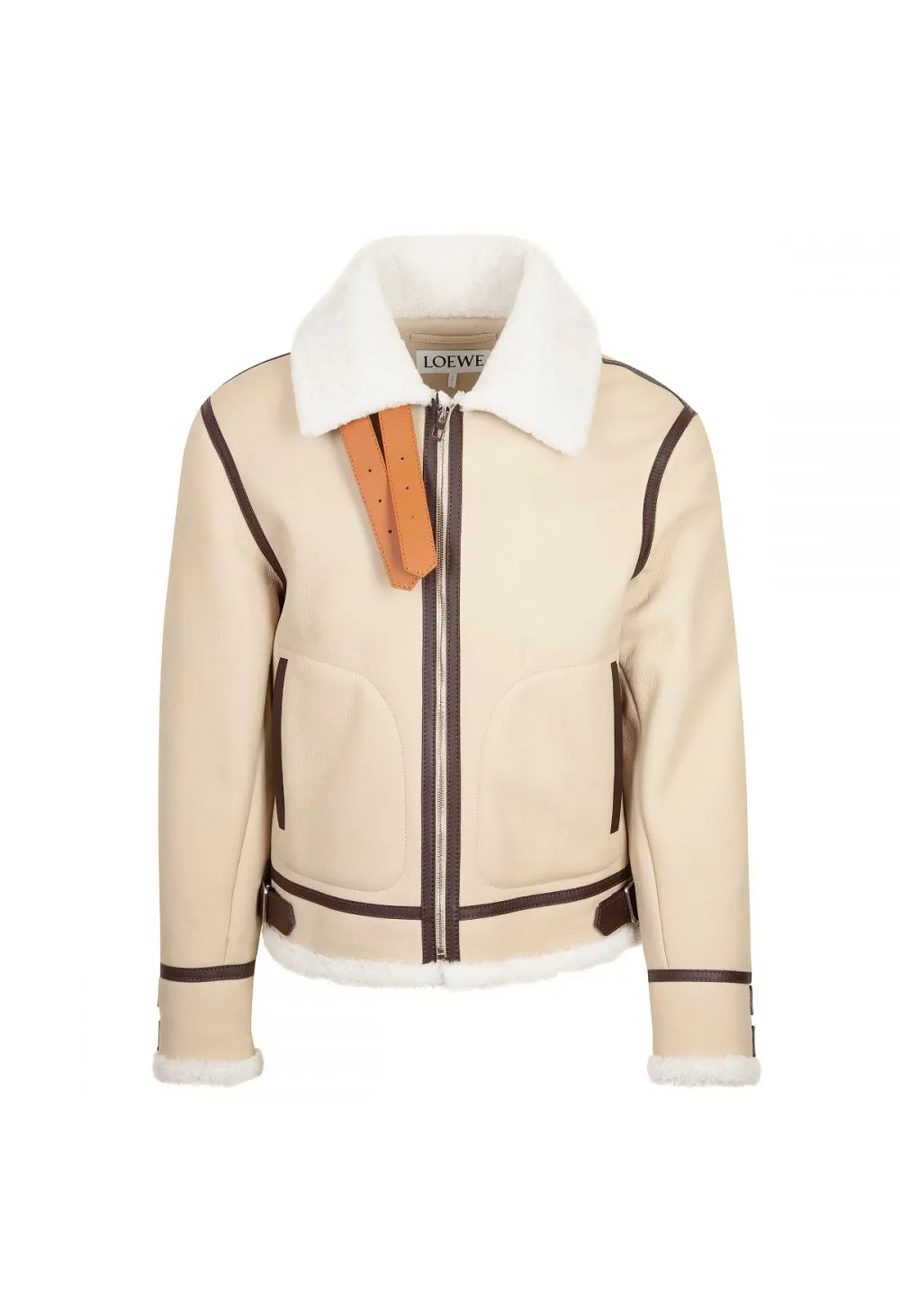 Куртка-авиатор Loewe из овчины white brown