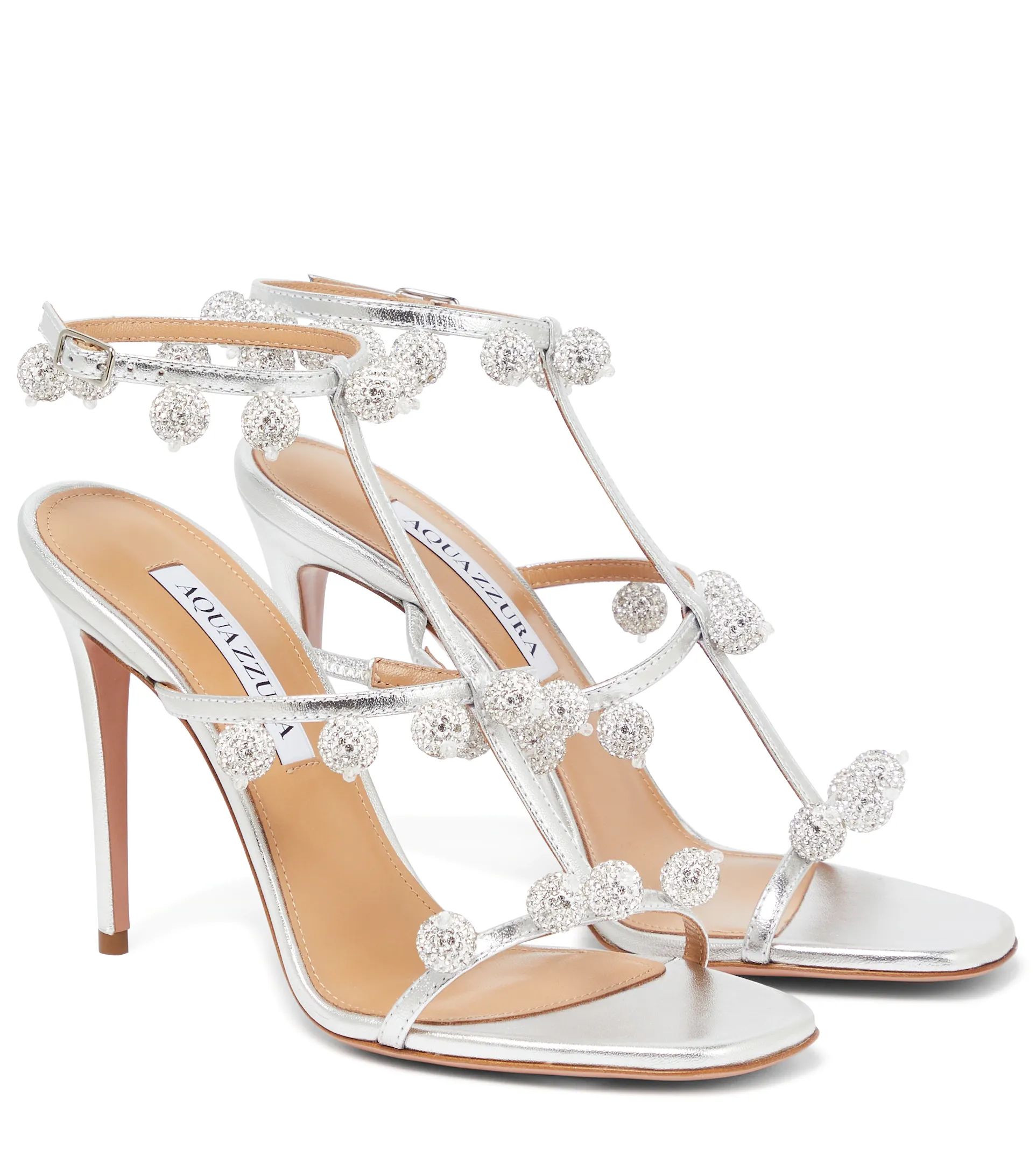 Туфли-босоножки Aquazzura Cha Cha Cha 105 с подвесными кристаллами