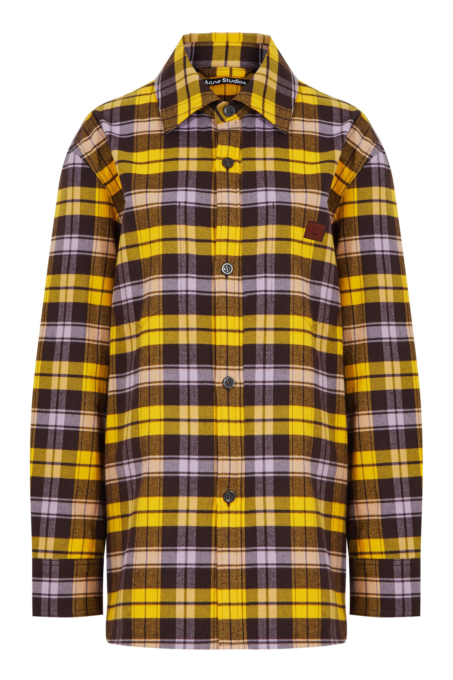Фланелевая рубашка в клетку Acne Studios желто-коричневая