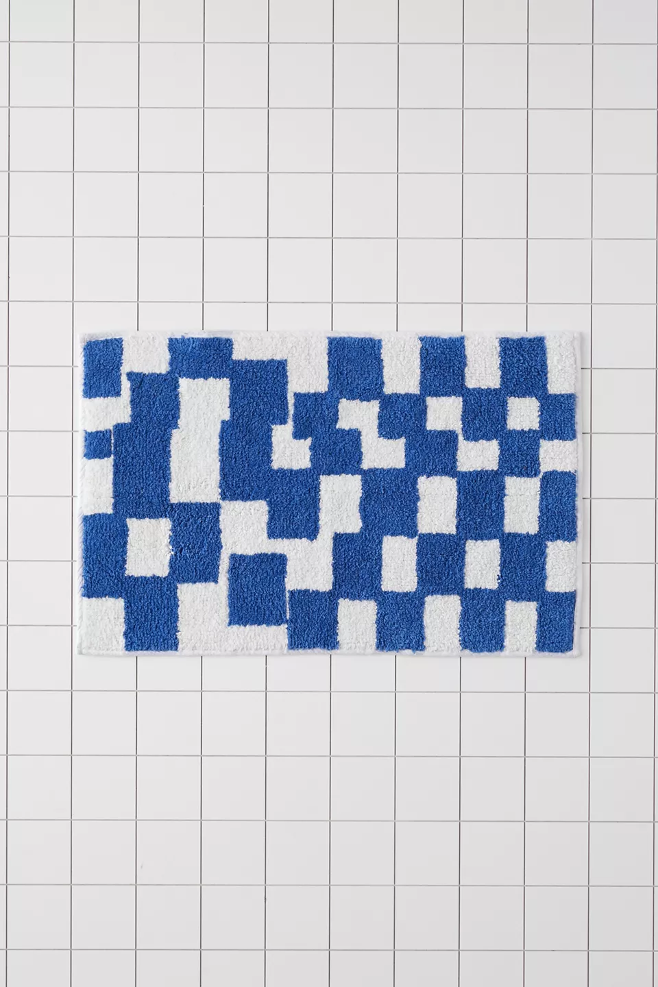 Абстрактный коврик в ванну "Square White/Blue"