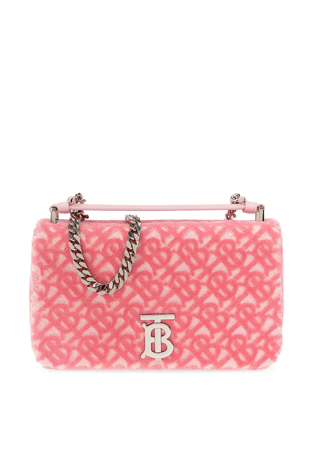 Розовая махровая сумка через плечо Burberry Lola Small