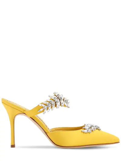 Туфли-мюли Manolo Blahnik из атласа Lurum 90mm Yellow