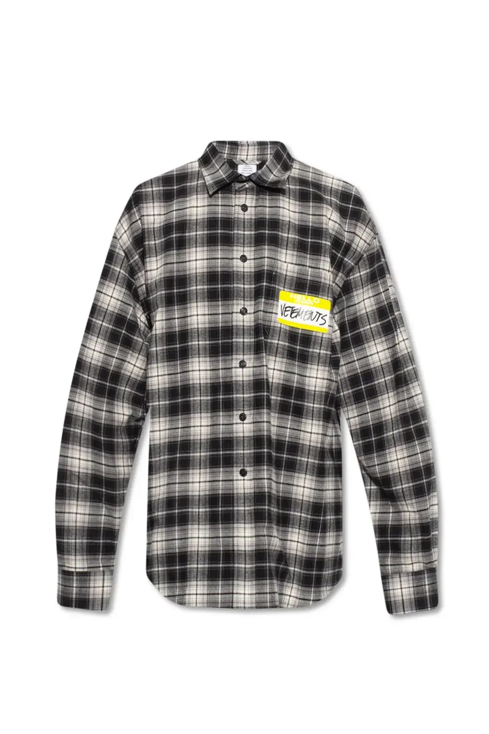 Хлопковая рубанка в клетку Vetements с принтом