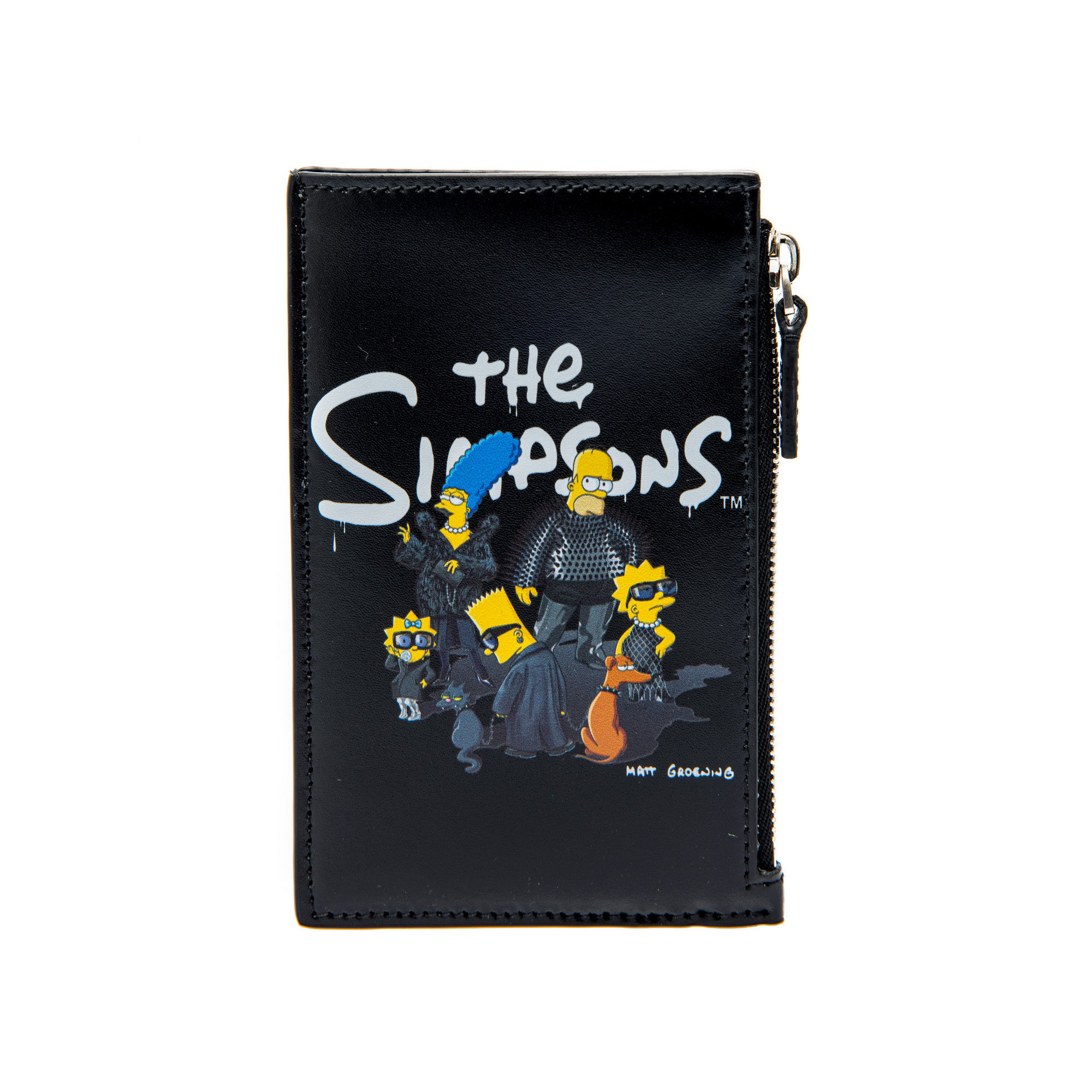 Футляр-кошелек Balenciaga Simpsons чёрный из телячьей кожи с принт