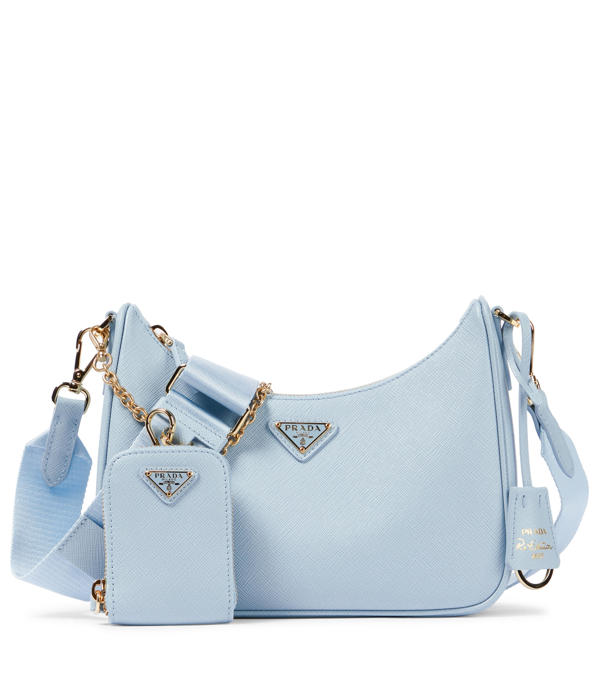 Сумка Prada Re-Edition 2005 из сафьяновой кожи Celeste 1