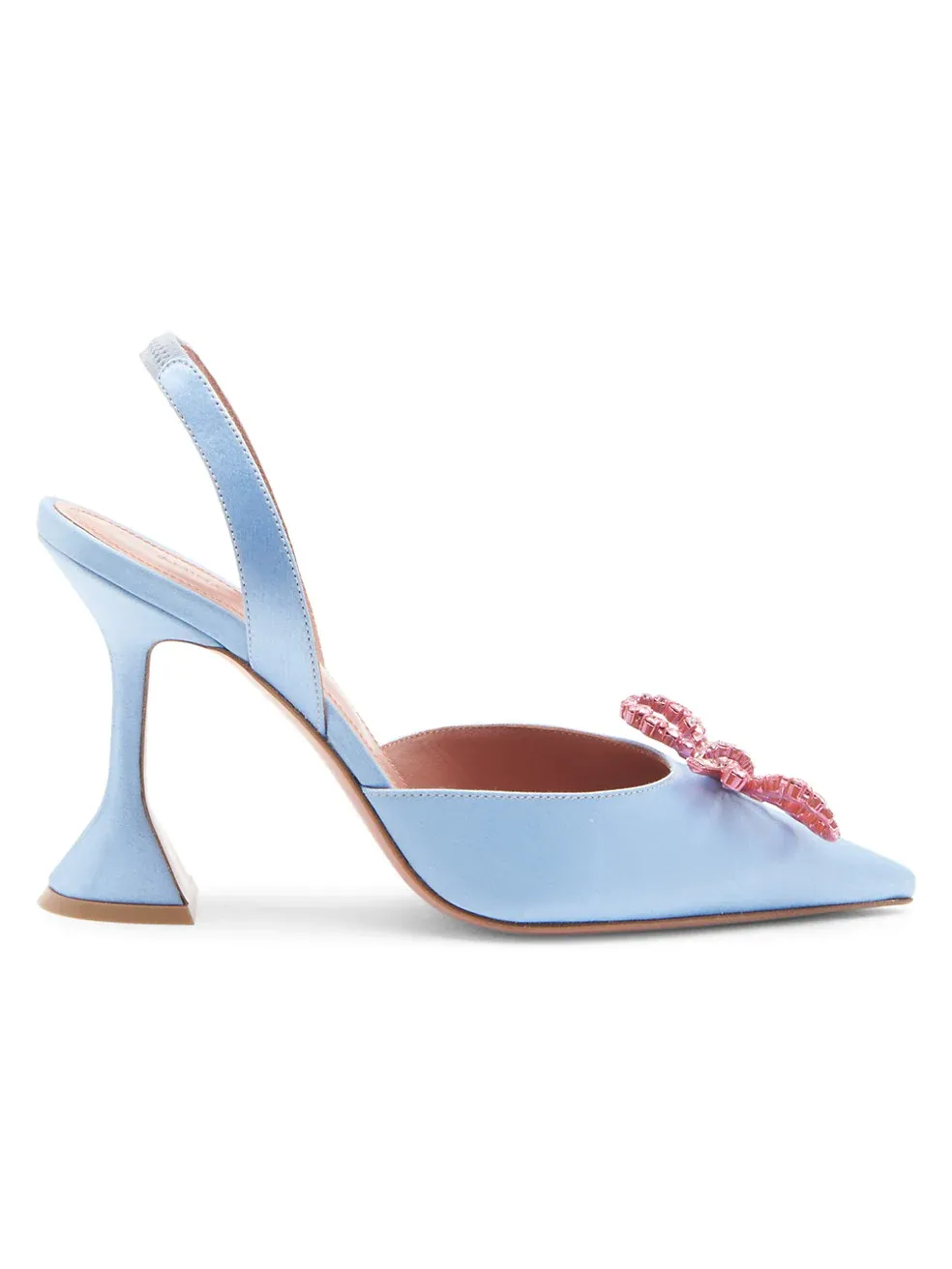 Атласные туфли-лодочки Amina Muaddi Rosie Blue Pink