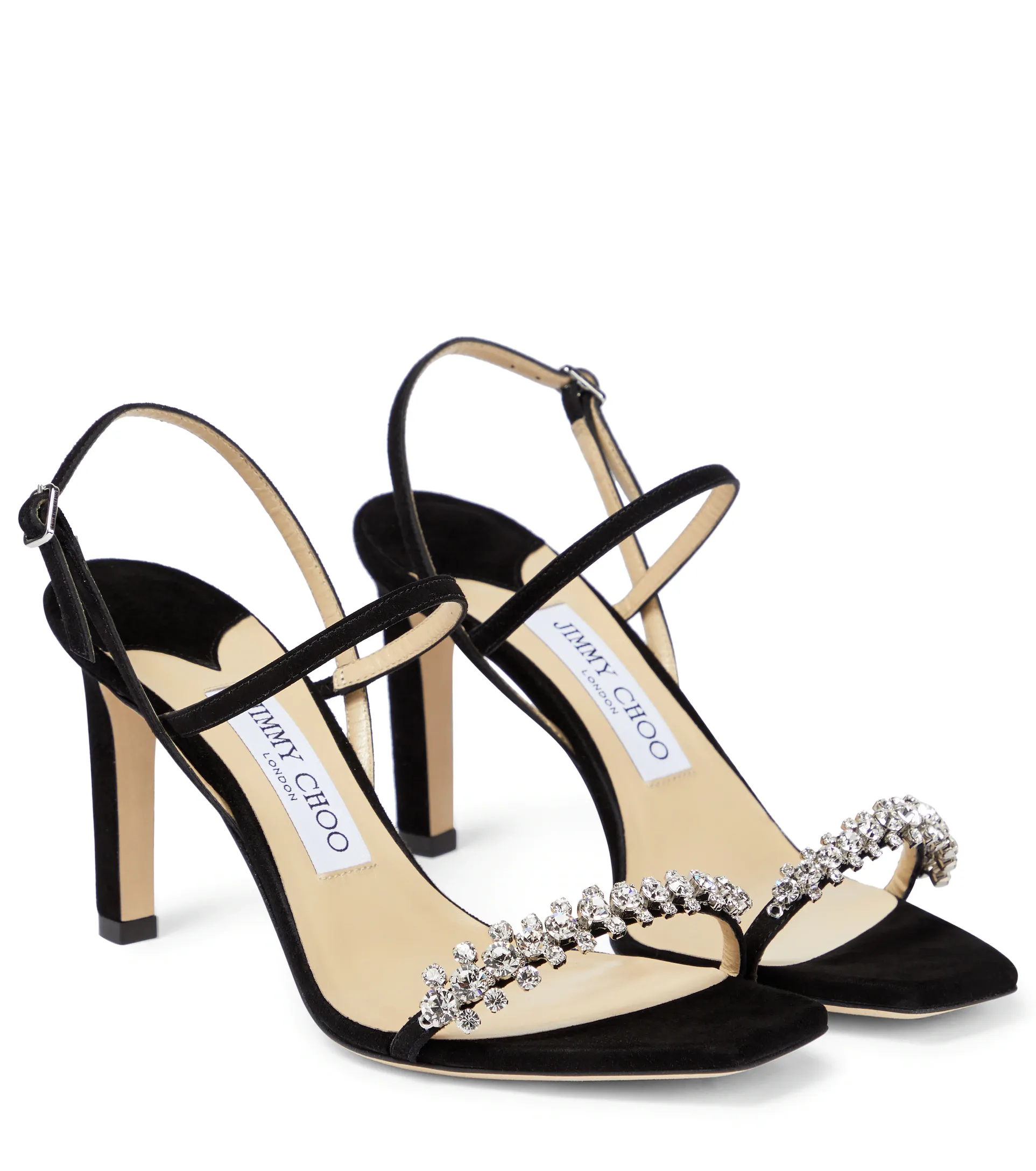 Декорированные замшевые туфли-босоножки Jimmy Choo Meira 85