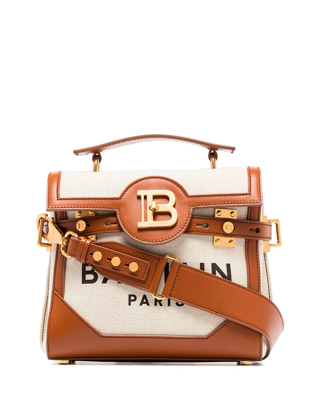 Сумка Balmain B-Buzz 23 с логотипом Nude Brown