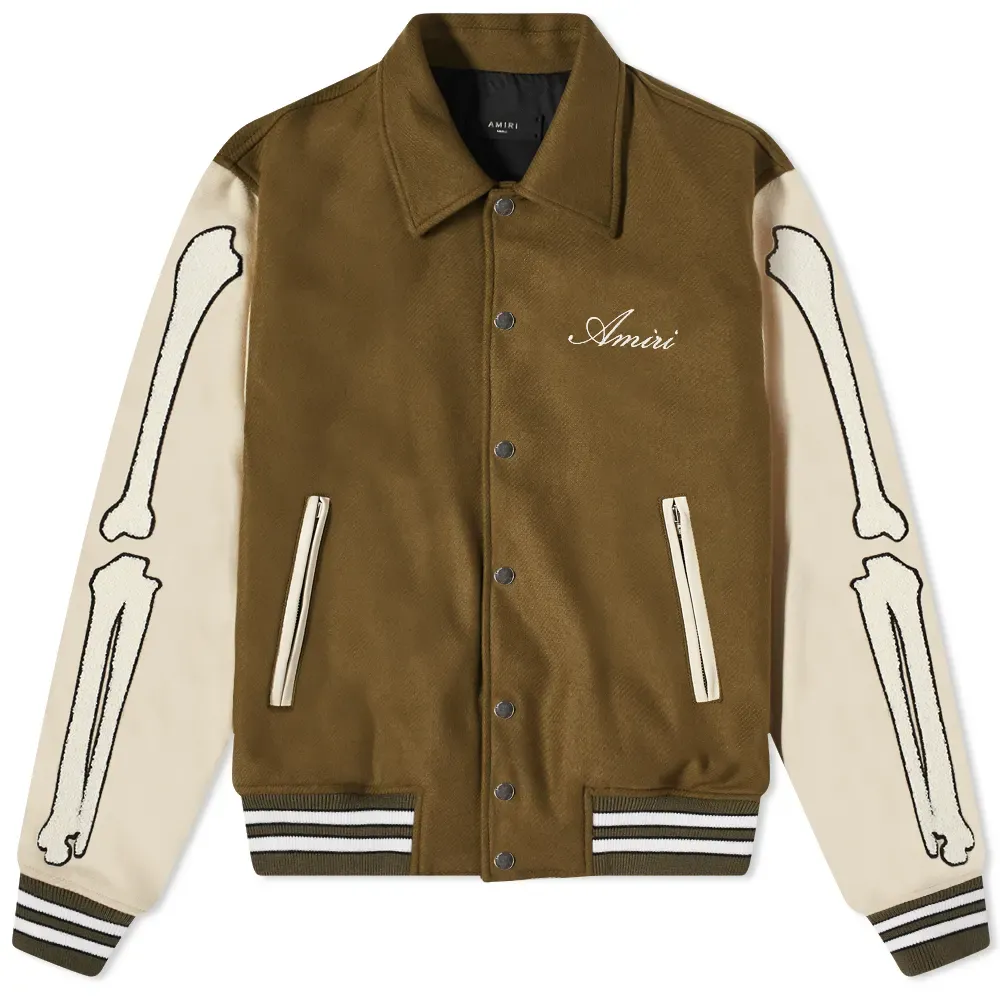 Куртка-бомбер AMIRI Bones Varsity Beige/Olive