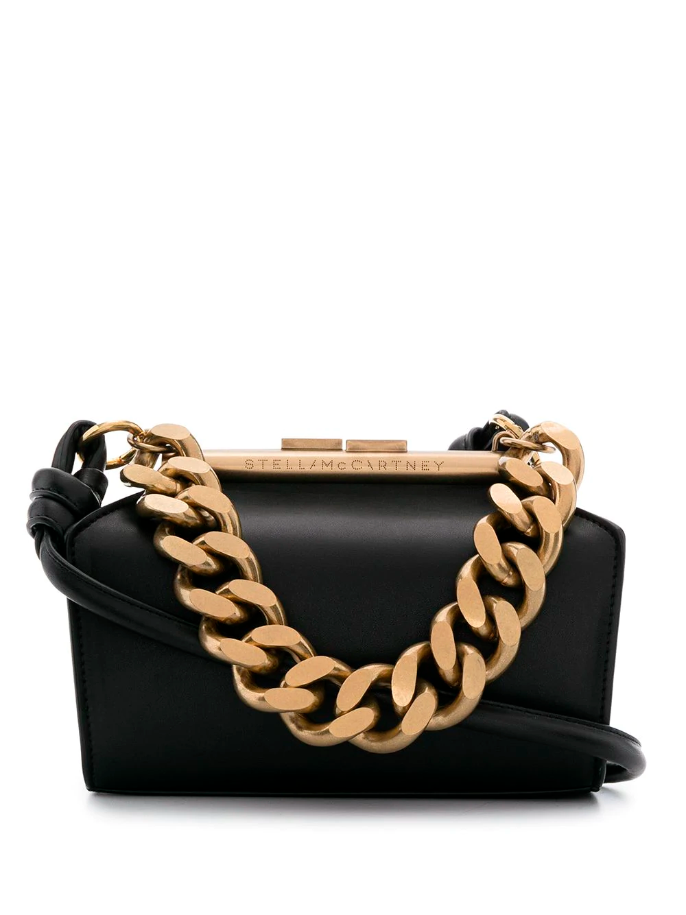 Маленький клатч Stella McCartney с массивной цепочкой черная