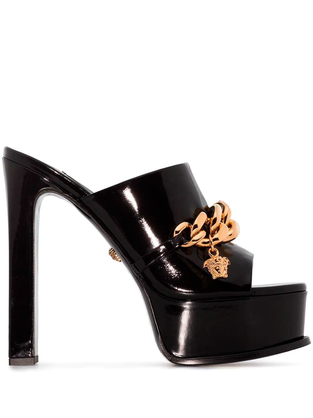 Туфли мюли Versace Medusa Chain на платформе с цепочкой black