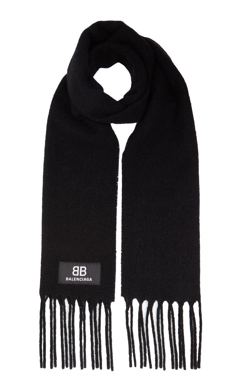Шерстяной шарф Balenciaga с бахромой